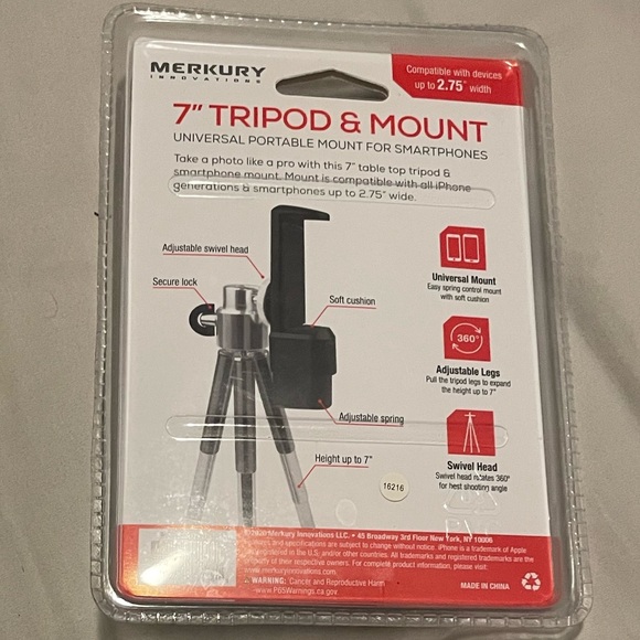 7" Universal Tripod & Mount for Smartphones Merkury Innovations NWT - Picture 2 of 4